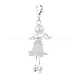 8 pz 8 stili di decorazioni pendenti a forma di angelo in acrilico satinato e perle di vetro&nbsp;HJEW-JM03488