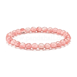 Ensemble de bracelets extensibles à perles rondes en quartz et bois de cerisier synthétique 4pcs 4 styles&nbsp;BJEW-JB07626