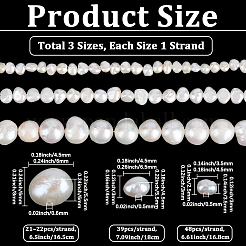 3 hebra 3 estilos de perlas de agua dulce cultivadas naturales&nbsp;PEAR-PA0001-09