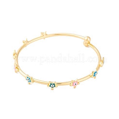 Bracelets réglables en laiton émail coloré mauvais œil&nbsp;BJEW-S147-18G-B