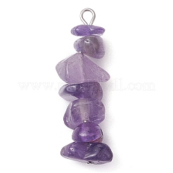 Pendentifs en perles d'améthyste lavande naturelle et d'agate dentelle bleue naturelle de couleur dégradée&nbsp;PALLOY-JF02791-03