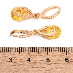 Orecchini a leva in argento con zirconi cubici a micro pavé di ottone&nbsp;EJEW-K300-56G
