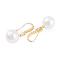 Gestellbeschichtung Messing Zirkonia ABS Perlen Ohrringhaken&nbsp;EJEW-S219-16G-07