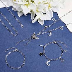 304 Edelstahl Büroklammer Ketten Halsketten & Armband Schmuck-Sets&nbsp;SJEW-SC0001-07P