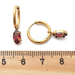 Orecchini a cerchio in acciaio inossidabile 304 con micro pavé di zirconi cubici placcati ioni (ip)&nbsp;STAS-R004-04G-01