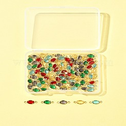 100 Stück 5 Farben Messing K9 Glas Verbinder Charms&nbsp;KK-FS0001-66