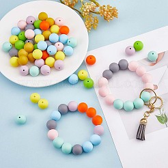 90 stücke silikonperlen 15mm runde silikonperle lose bunte silikonperlen kit für schlüsselbund schmuck diy handwerk machen&nbsp;JX305A