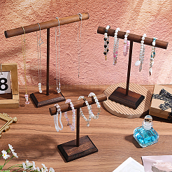 3 juego de 3 estilos de soportes de exhibición organizadores de pulseras de madera con barra en T&nbsp;BDIS-PH0001-10