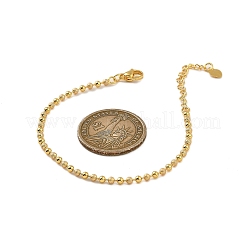 Pulseras de cuentas redondas de latón chapado en rack para mujer&nbsp;BJEW-G735-01G