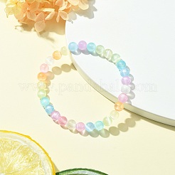 Bracelet extensible en perles rondes de sélénite naturelle teintée&nbsp;BJEW-JB09581