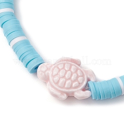 3 Stück 3 Stile flache runde handgemachte Polymer Clay Heishi Perlen Stretch Armbänder&nbsp;BJEW-JB11715