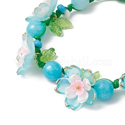 3 bracelet tressé en perles acryliques florales pour femmes&nbsp;BJEW-MZ00184