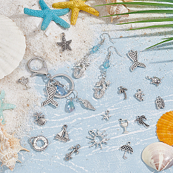 96 pièces 24 pendentifs en alliage de style tibétain à thème océanique&nbsp;TIBEP-FG0001-13