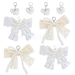 8 pièce 4 styles de décorations suspendues en perles d'imitation ABS et polyester&nbsp;HJEW-GF0001-53