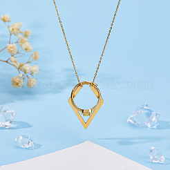 1 pièce de collier avec pendentif en forme de losange en acier inoxydable&nbsp;NJEW-HS0001-11G