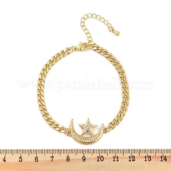 Bracelets en laiton à breloques en zircone cubique transparente&nbsp;BJEW-M050-01G-01