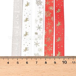 10 m 5 Farben Heißprägung Weihnachts-Polyesterbänder-Set&nbsp;LS-OCOR-XCP0002-03