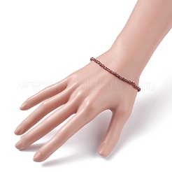 3 mm natürliches Granatperlen-Stretcharmband für Mädchenfrauen&nbsp;BJEW-JB07284-03