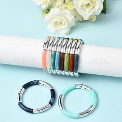 Stretcharmbänder aus beschichteten Harzperlen für Damen&nbsp;BJEW-P374-01P
