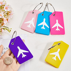 5 Stück 5 Farben Rechteck mit Flugzeugmuster Silikon Gepäckanhänger&nbsp;DIY-SP0002-77B