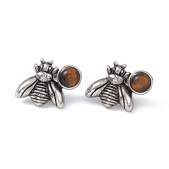 Boucles d'oreilles clous d'abeille en œil de tigre naturel&nbsp;EJEW-C016-01AS-04