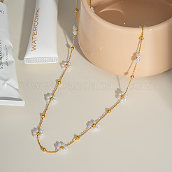 Edelstahl gewebte Blumengliederkette Armband & Halskette Sets für Damen&nbsp;AC0915-1