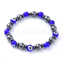 Handgemachte böse Augen Bunte Malerei Perlen Stretch Armbänder&nbsp;BJEW-JB04461-02