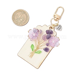 Blume natürlicher Amethyst & Zitronenjade & synthetischer Türkis & Kirschquarzglas-Chip-Anhängerdekorationen&nbsp;HJEW-JM03239