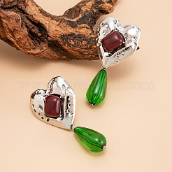 Boucles d'oreilles pendantes en alliage et résine pour la Saint-Valentin&nbsp;WGC9E9C-02