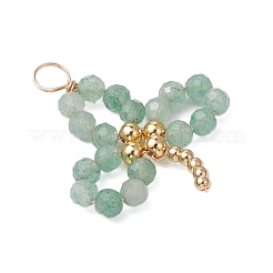 5 pieza de 5 estilos de aventurina verde natural y ágata musgosa y jade de Taiwán y rubí en zoisita y colgantes de cuentas redondas facetadas de piedra dorada verde sintética&nbsp;PALLOY-JF03131