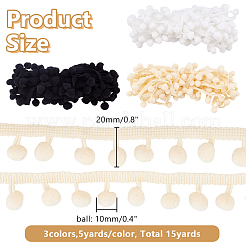 15 Yards 3 Farben Polyester Pom Pom Ball Quaste Spitzenband&nbsp;OCOR-AR0001-92