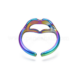 Anillo abierto con diseño de corazón en acero inoxidable 304&nbsp;RJEW-S405-260M