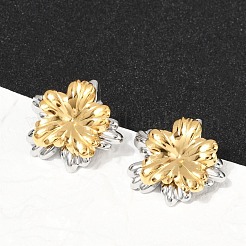 Pendientes de botón de acero inoxidable 304&nbsp;EJEW-U045-04B-GP