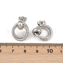 Ohrstecker aus strukturiertem Ring aus 304 Edelstahl&nbsp;EJEW-P324-04P