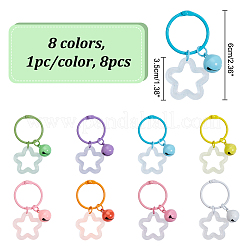 8 Uds. Marcadores de punto colgantes de estrella acrílica con purpurina de 8 colores con campana&nbsp;HJEW-AB00680