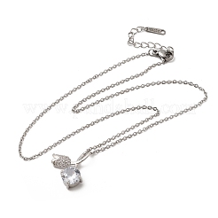 Collana da donna con ciondolo a forma di ciliegia in ottone con pavé di zirconi cubici trasparenti e catena a maglie in acciaio inossidabile 304.&nbsp;NJEW-H092-07P