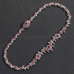 Colliers à maillons en laiton pavé d'épines oculaires pointues en oxyde de zirconium rouge foncé pour hommes&nbsp;FS-WG4F103-04