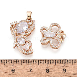 Pendentifs avec zircon cubiques à micro-pavés en laiton&nbsp;KK-T072-62G