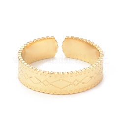Placcatura ionica (ip) 304 anello polsino aperto con motivo a rombo in acciaio inossidabile per donna&nbsp;LS-RJEW-I096-07G