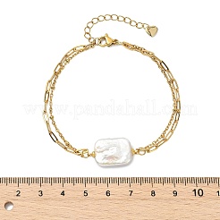 Doppellagige Armbänder aus Kabelkette und Büroklammerkette aus Edelstahl 304&nbsp;BJEW-JB13884
