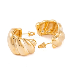 Boucles d'oreilles demi-créoles en laiton torsadées en forme de C pour femmes&nbsp;EJEW-G391-17G