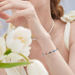 Bracelets à maillons mauvais œil en laiton émaillé&nbsp;BJEW-NB0001-03