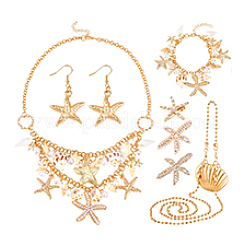 Ohrringe aus Legierung & Umhängetaschen & Latzhalsketten & Kettenarmbänder & Alligator-Haarspangen-Sets für Damen&nbsp;SJEW-PH0001-22