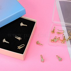 10 paio di ganci per orecchini in ottone con micro pavé di zirconi trasparenti&nbsp;ZIRC-SZ0005-01