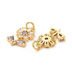 Pendentifs en laiton micro pavé lilas zircone cubique&nbsp;ZIRC-P086-21G