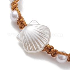 2 pièce de bracelets de perles tressées en acrylique en forme de coquille&nbsp;BJEW-JB10146