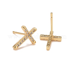 Klare kubische Zirkonia-Kreuz-Ohrstecker&nbsp;EJEW-G288-31G