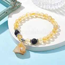 Braccialetti elasticizzati con perline di quarzo giallo naturale&nbsp;BJEW-JB10070-04
