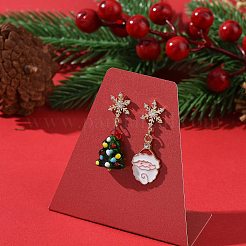 Asymmetrische Bunte Malerei-Ohrringe mit Weihnachtsmann-Legierung&nbsp;X1-EJEW-TA00230