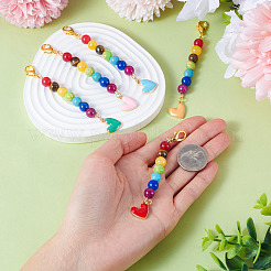 5 pièces 5 couleurs alliage émail coeur pendentif décorations&nbsp;HJEW-TA0001-27
